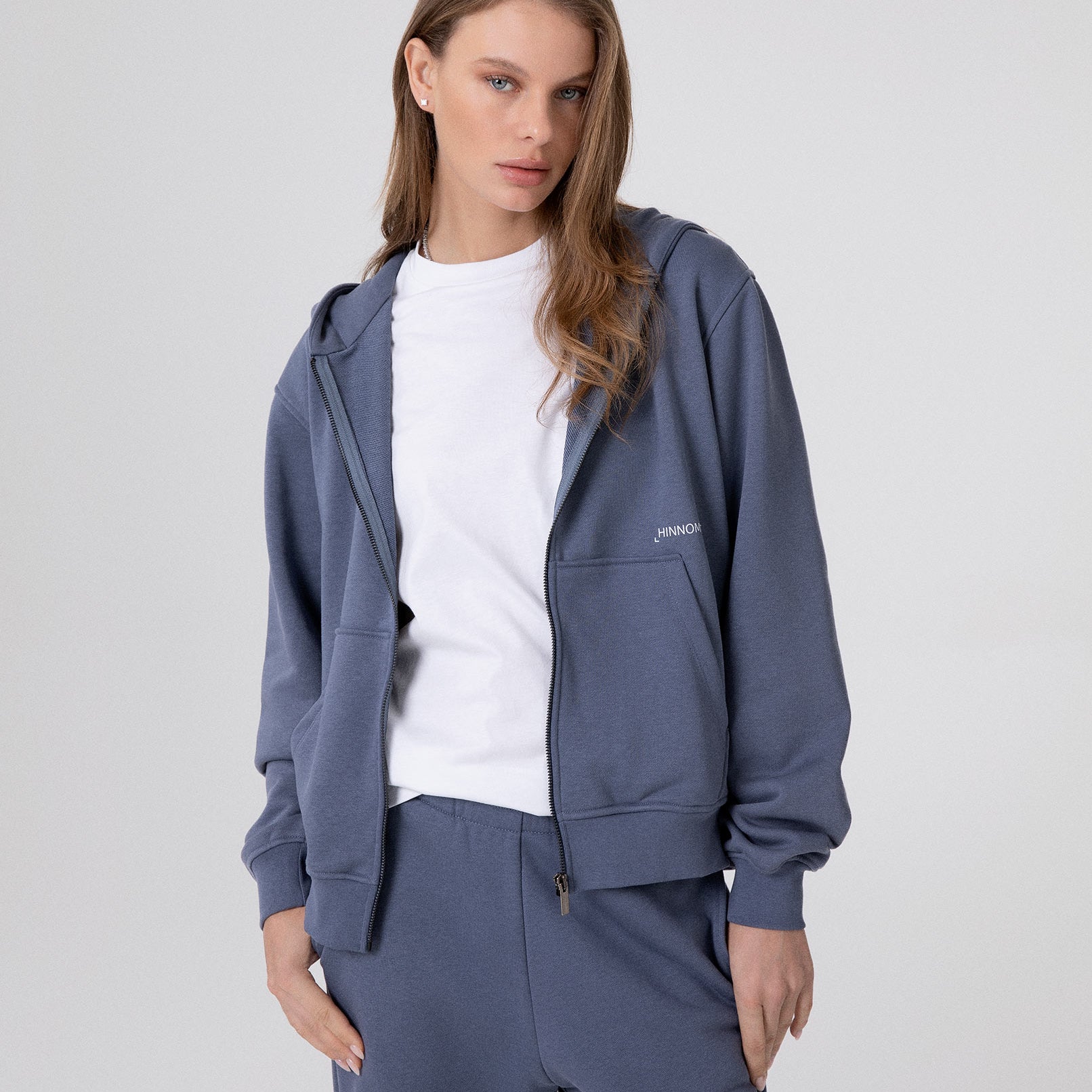 FELPA CAPPUCCIO BASICA FULL ZIP CON MARSUPIO