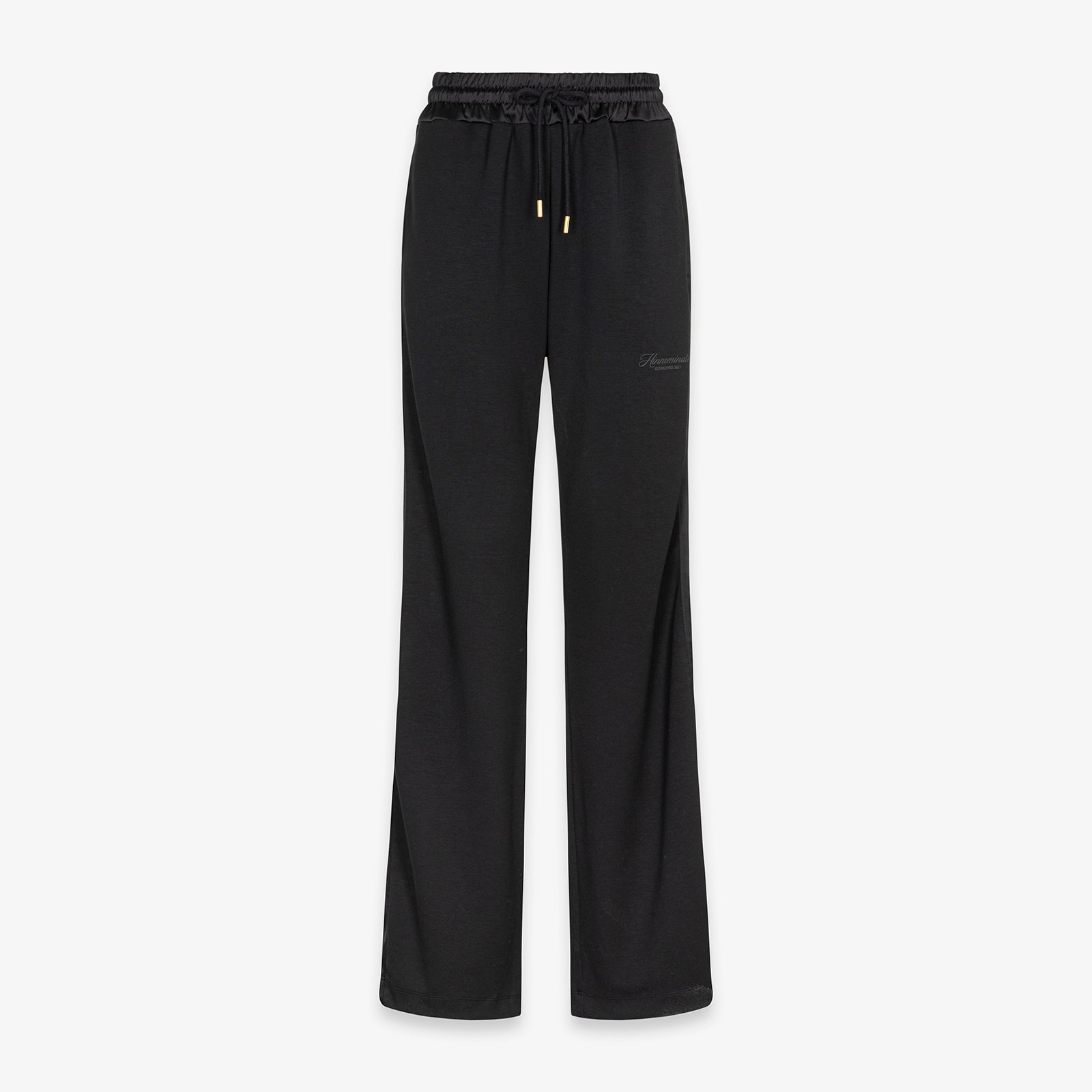 PANTALONE DRITTO VITA ALTA IN VISCOSA CON INSERTI IN RASO