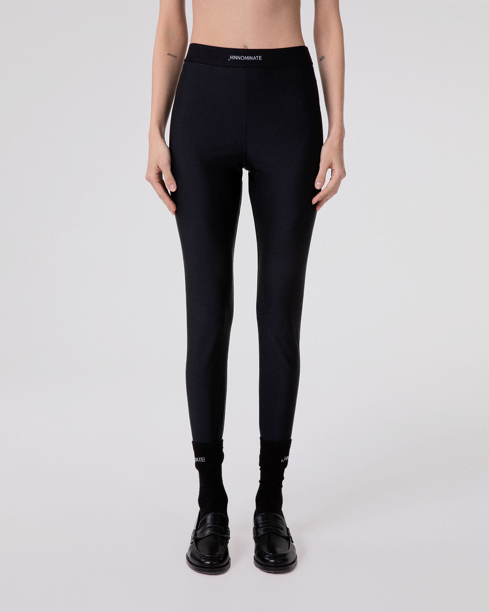 LEGGINGS IN LYCRA LUCIDA CON ELASTICO LOGATO