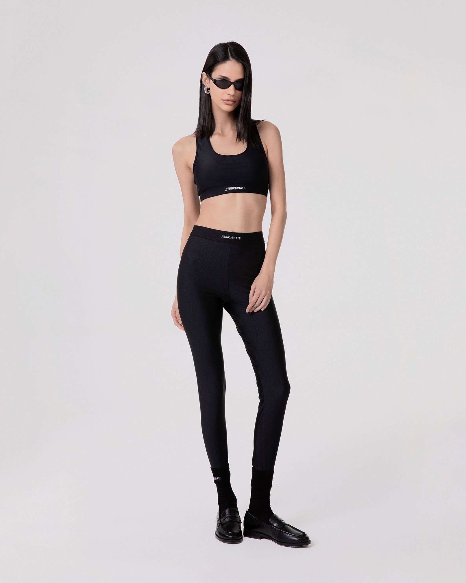 LEGGINGS IN LYCRA LUCIDA CON ELASTICO LOGATO