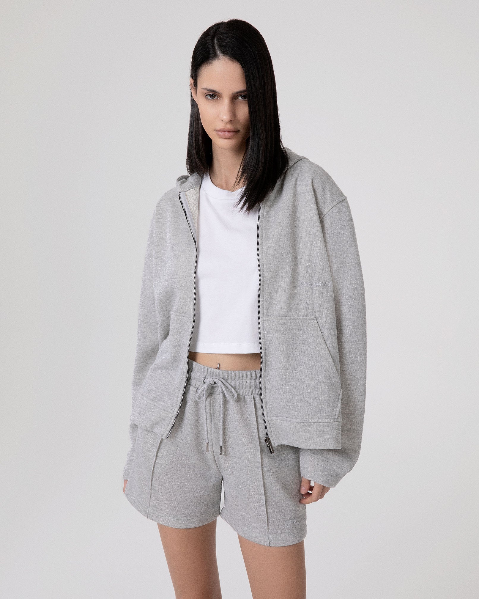 FELPA LUREX CAPPUCCIO FULL ZIP CON MARSUPIO