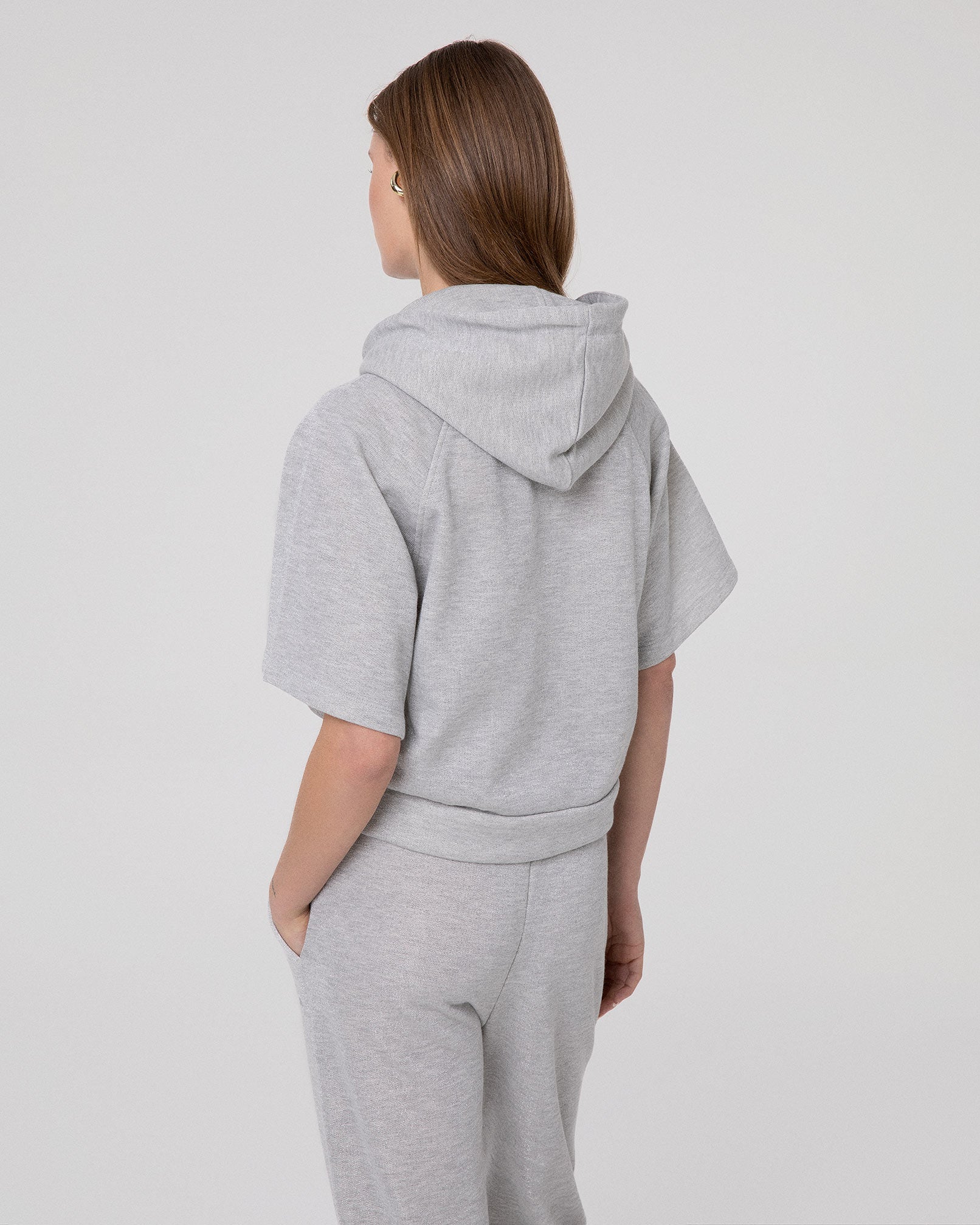 FELPA LUREX CAPPUCCIO A MEZZA MANICA