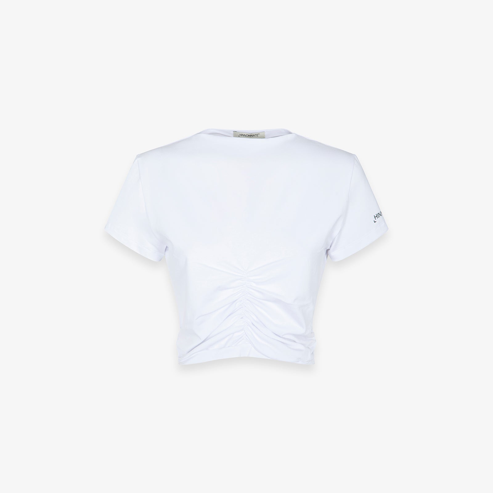 T-SHIRT IN BIELASTICO CON ARRICCIATURE DAVANTI