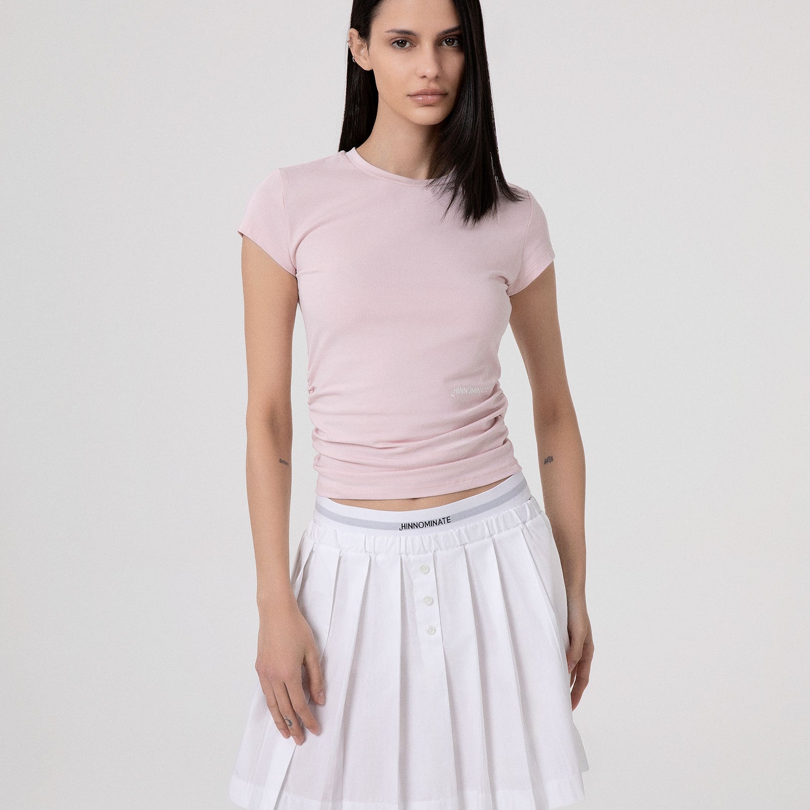 T-SHIRT IN BIELASTICO CON FIANCHI ARRICCIATI