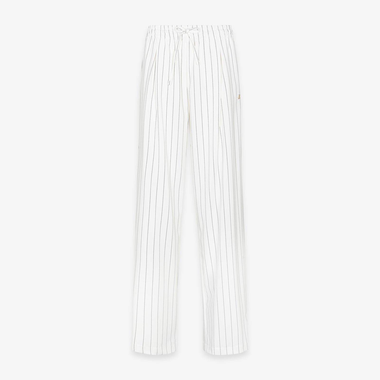 PANTALONE GESSATO OVER CON PENCES E COULISSE