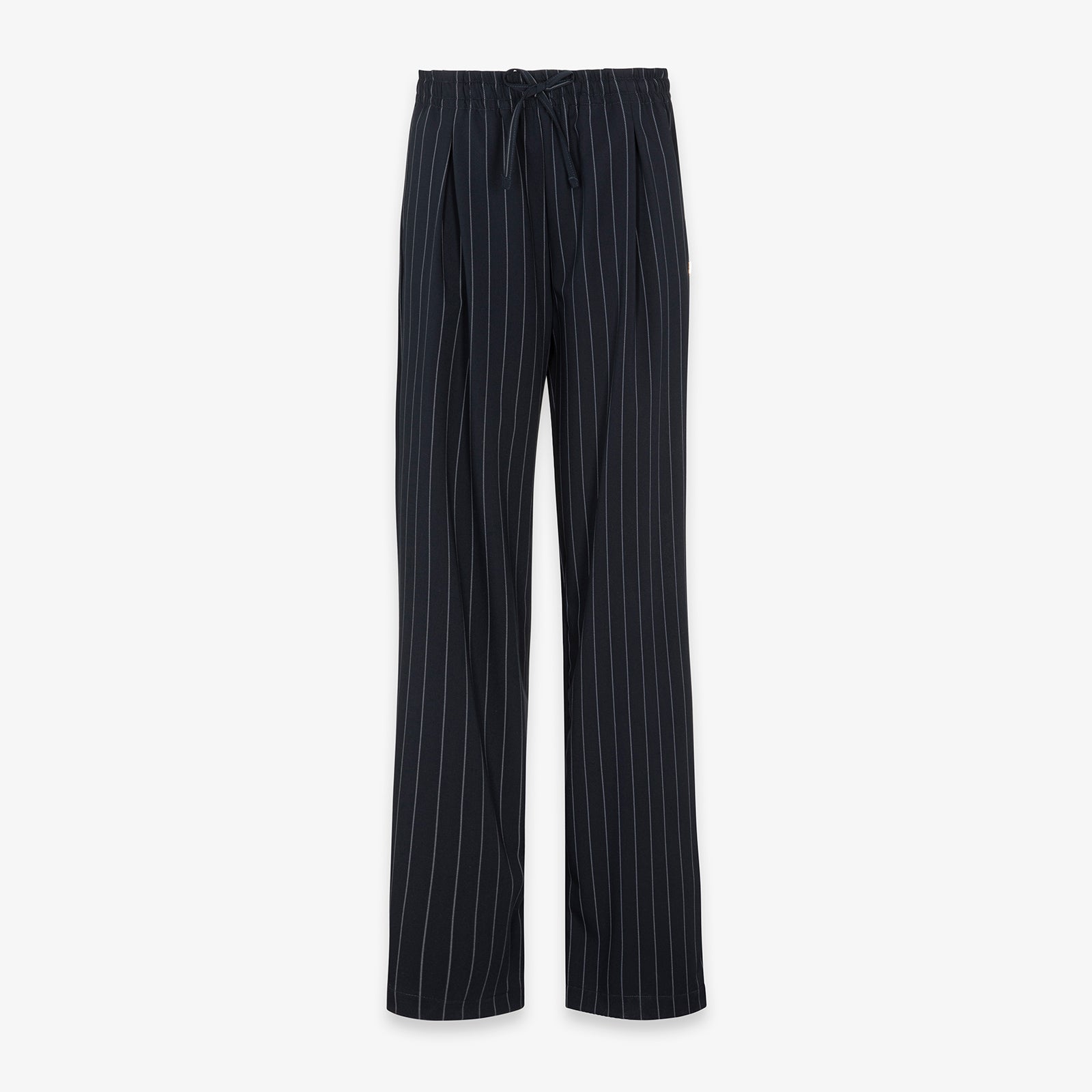 PANTALONE GESSATO OVER CON PENCES E COULISSE