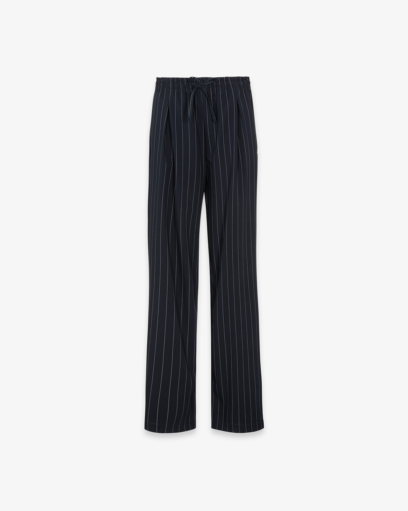 PANTALONE GESSATO OVER CON PENCES E COULISSE