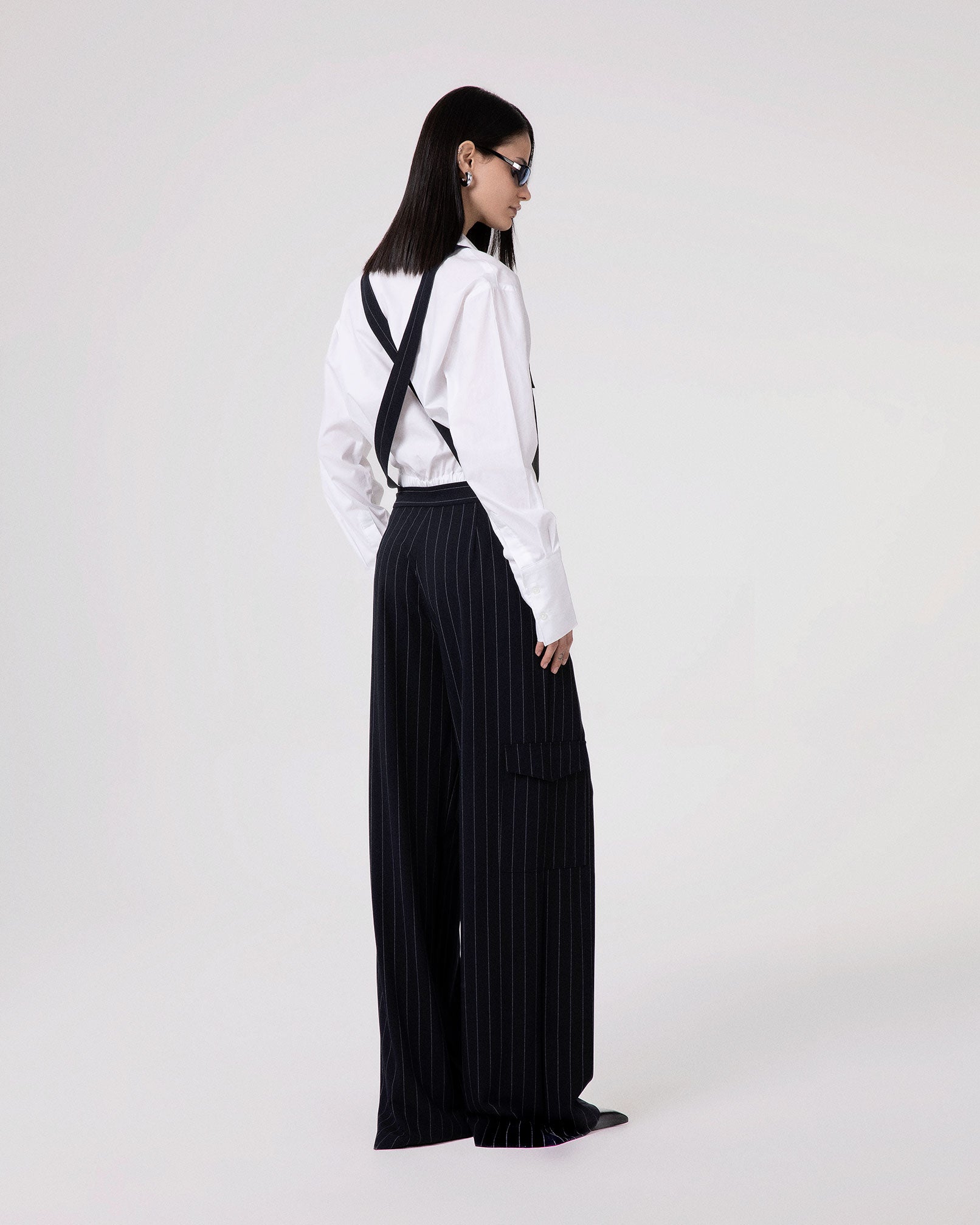 OVER PINSTRIPE OVERALL WITH BIG SIDE POCKETS