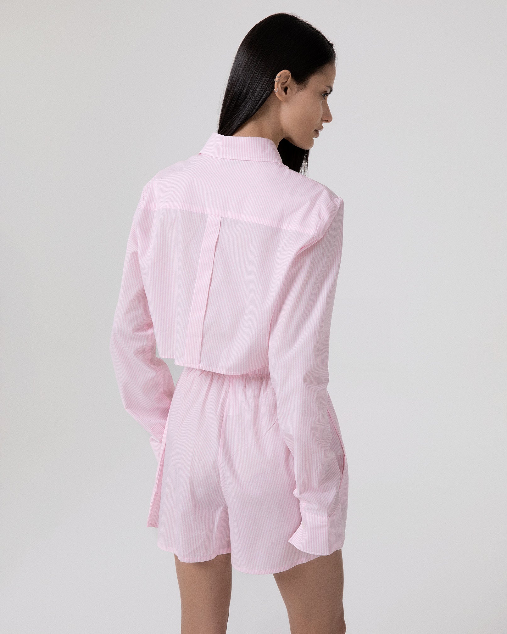 CAMICIA CORTA RIGATA IN COTONE