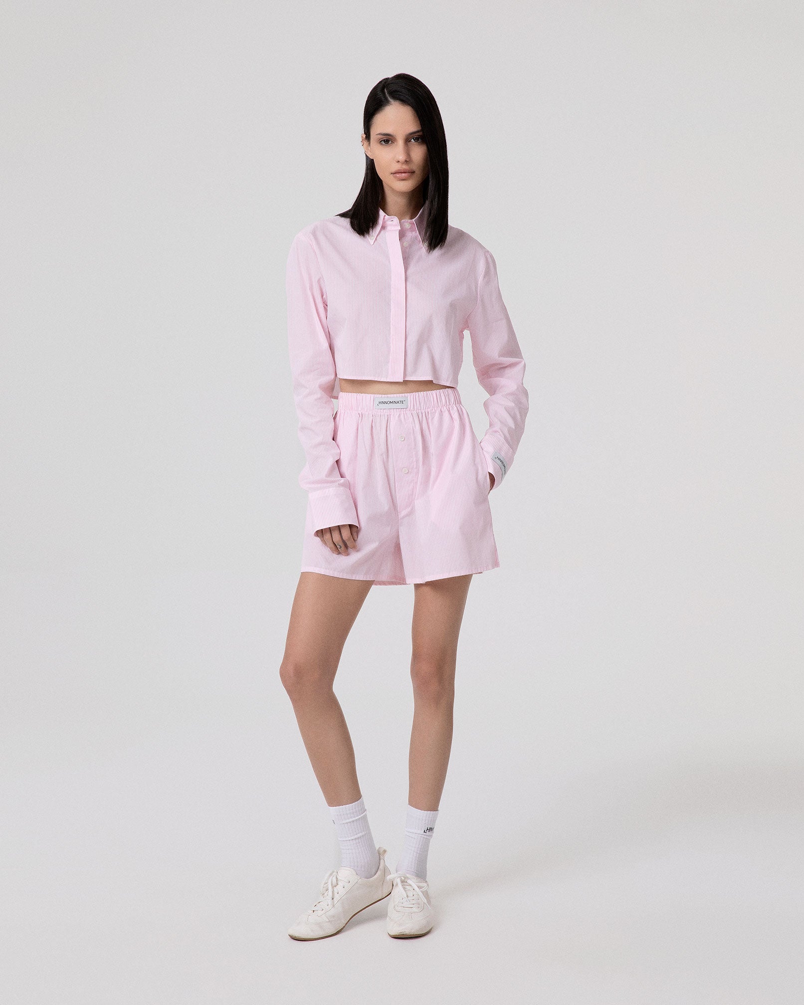 CAMICIA CORTA RIGATA IN COTONE