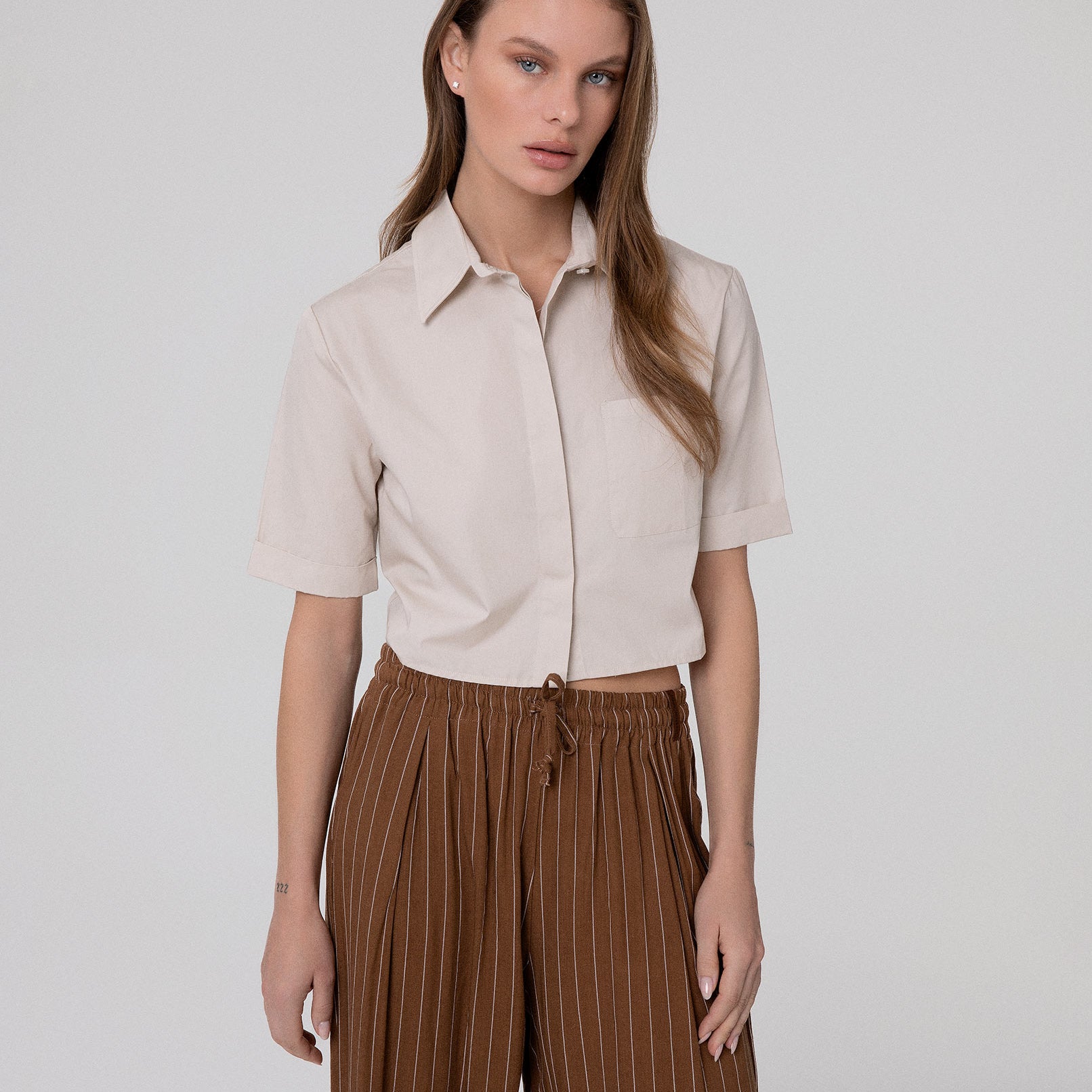 CAMICIA CORTA IN COTONE A MEZZE MANICHE