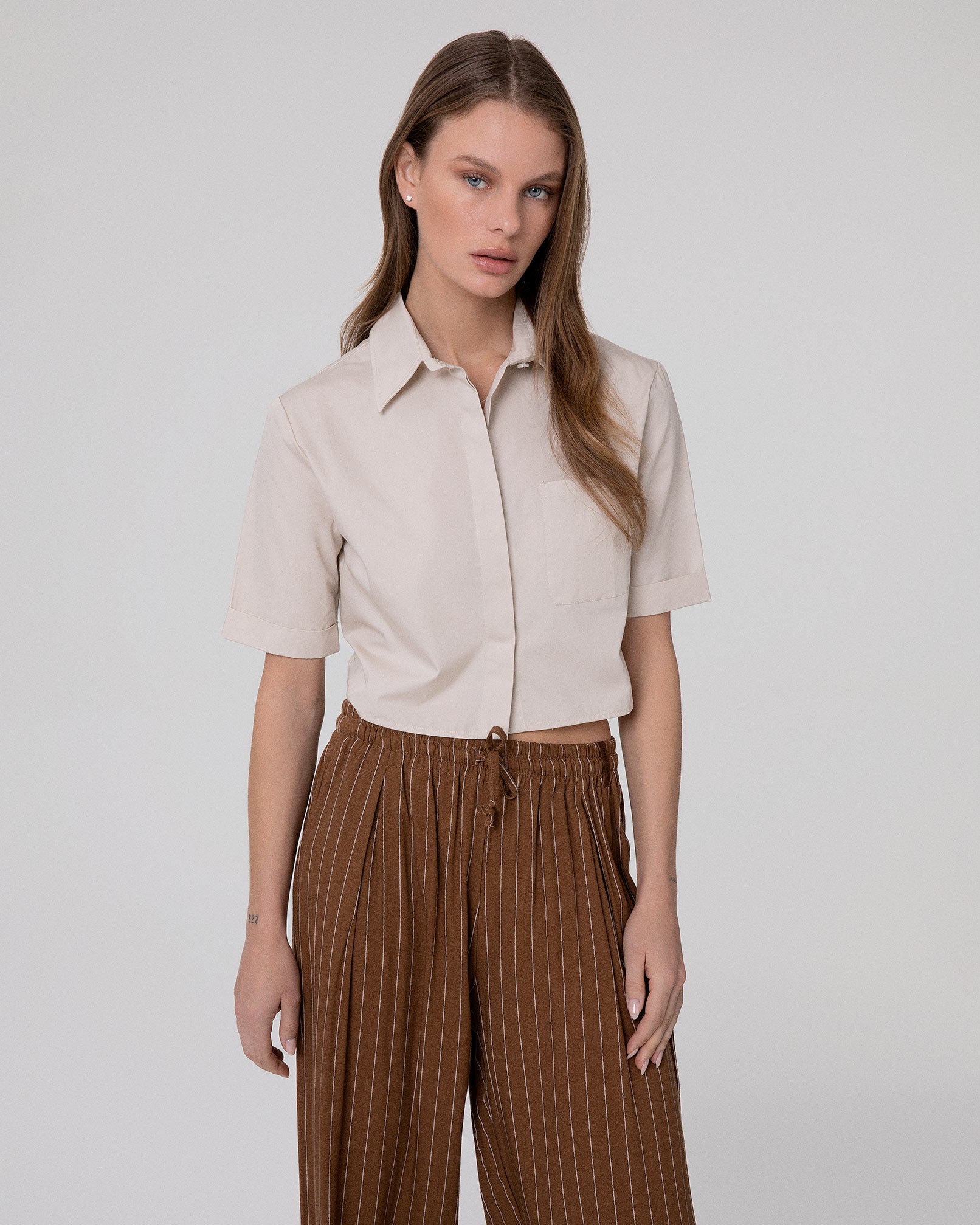 CAMICIA CORTA IN COTONE A MEZZE MANICHE