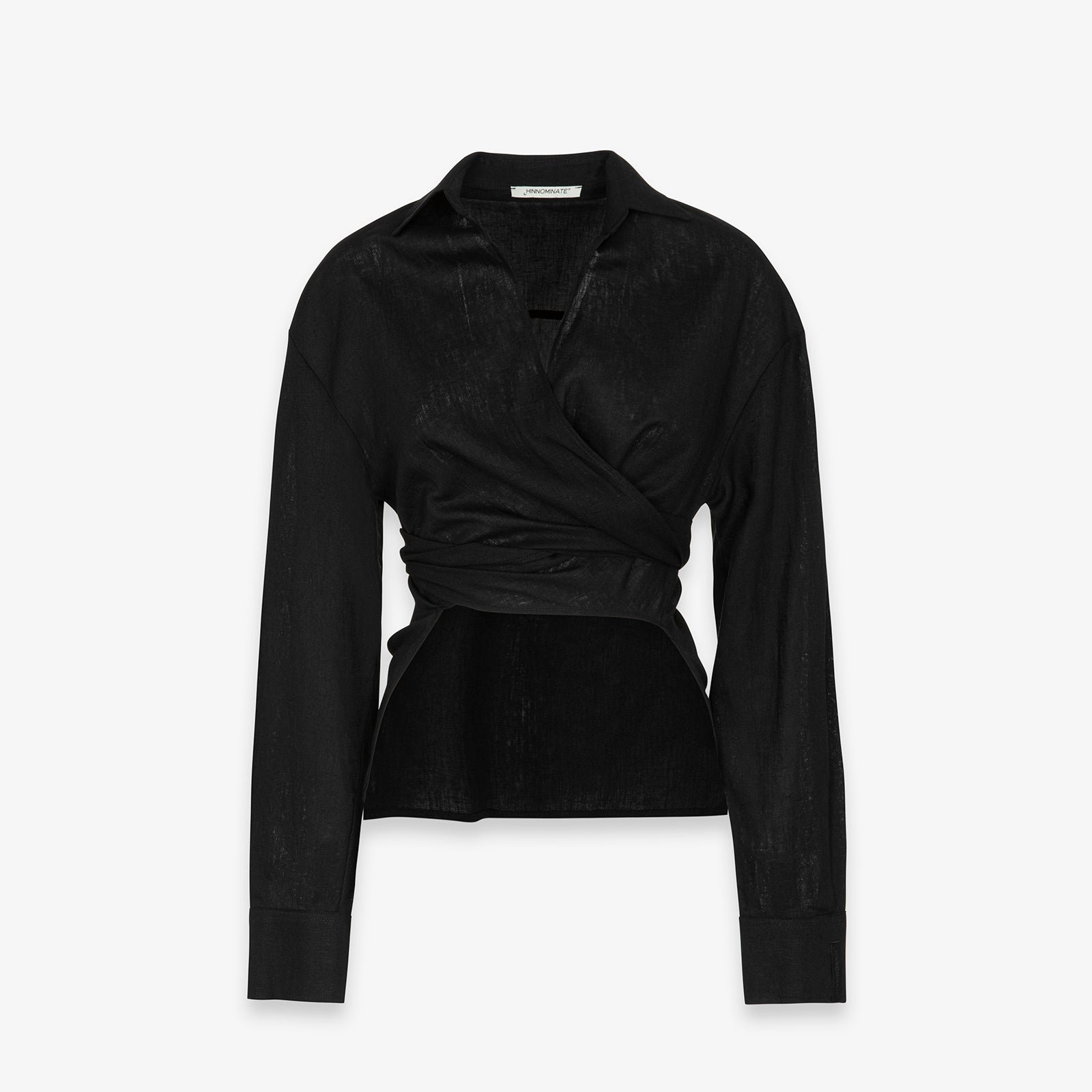 CAMICIA CORTA IN LINO CON NODO SUL DAVANTI