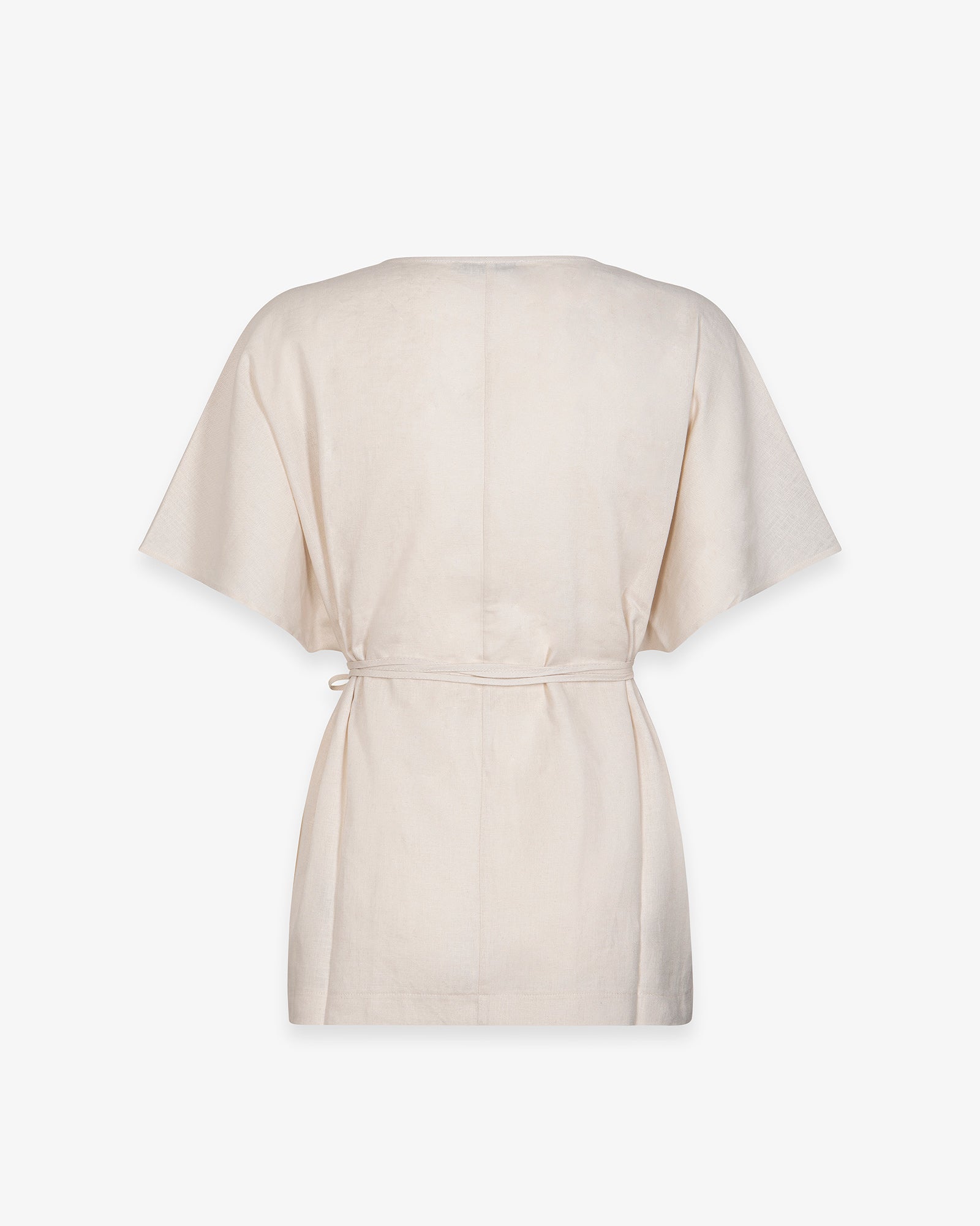 CAMICIA IN LINO SMANICATA CON CINTURA IN VITA