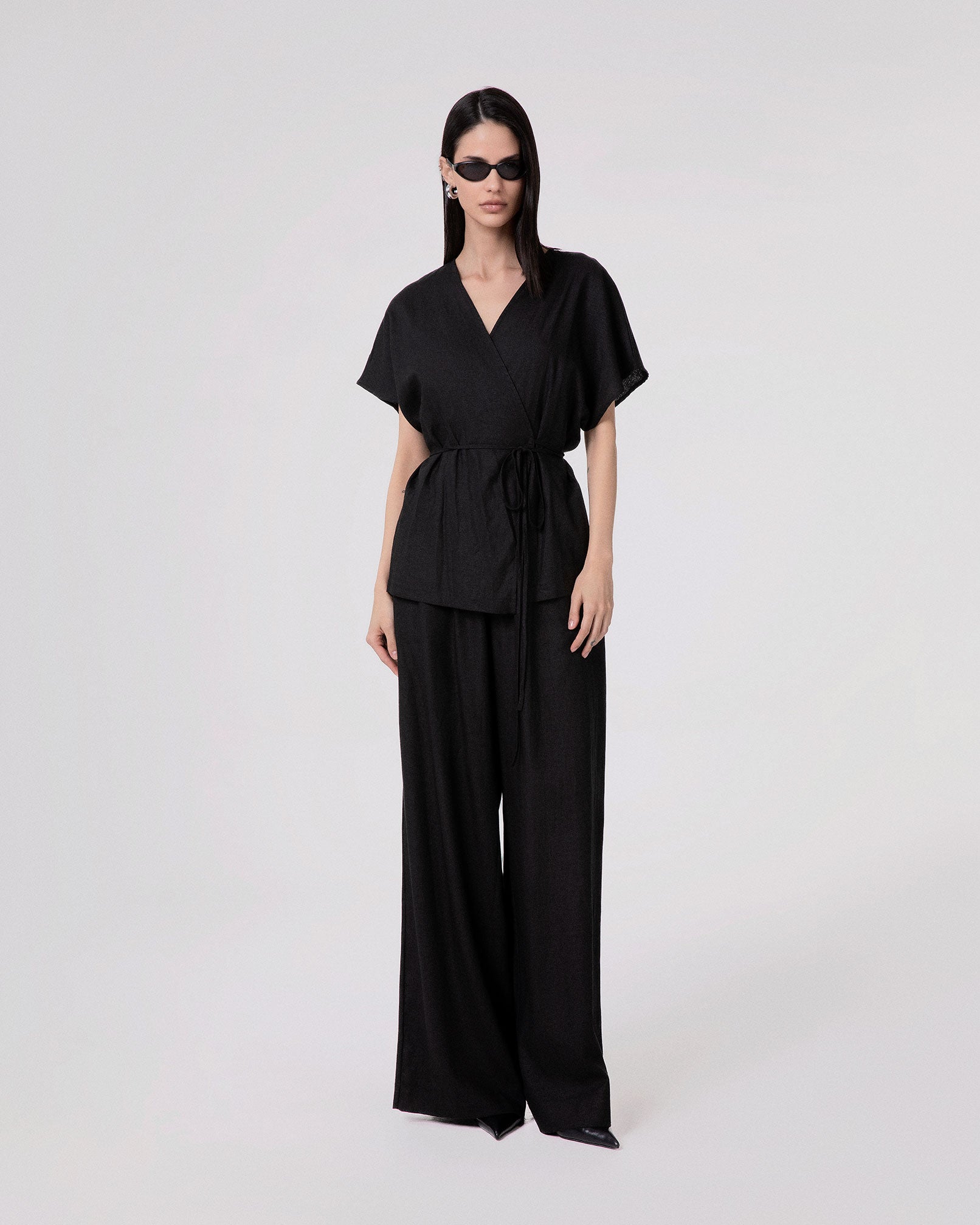 PANTALONE LARGO DRITTO IN LINO