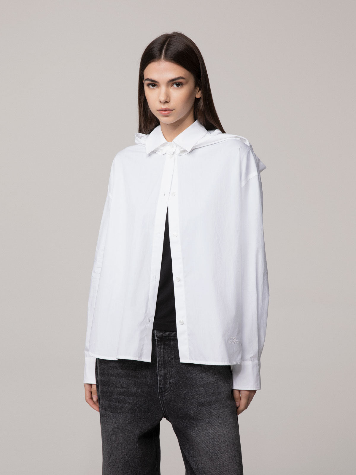 CAMICIA OVER CON CAPPUCCIO REMOVIBILE