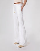 PANTALONE DRITTO VITA ALTA IN VISCOSA CON INSERTI IN RASO