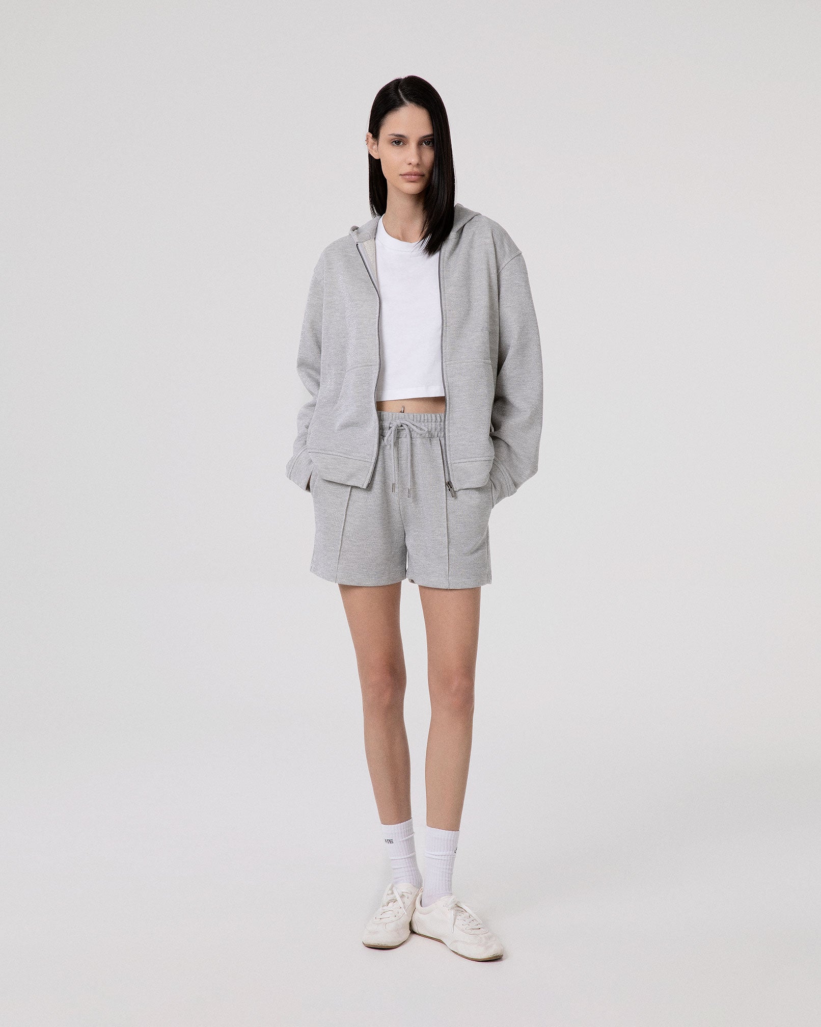 FELPA LUREX CAPPUCCIO FULL ZIP CON MARSUPIO