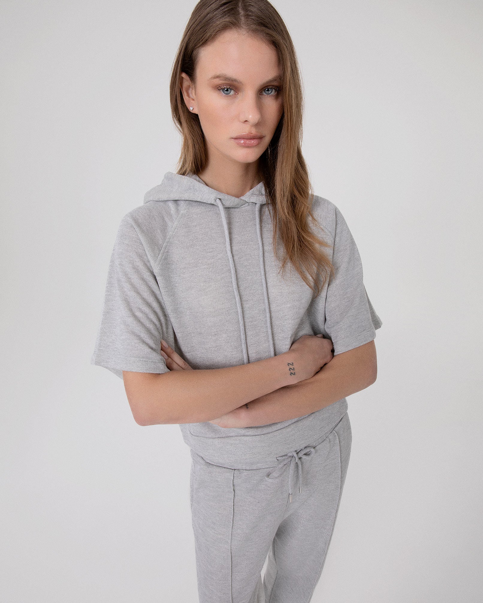 FELPA LUREX CAPPUCCIO A MEZZA MANICA