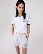 T-SHIRT IN JERSEY CON COLLO E BORDI MANICA IN CONTRASTO