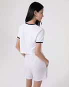 T-SHIRT IN JERSEY CON COLLO E BORDI MANICA IN CONTRASTO
