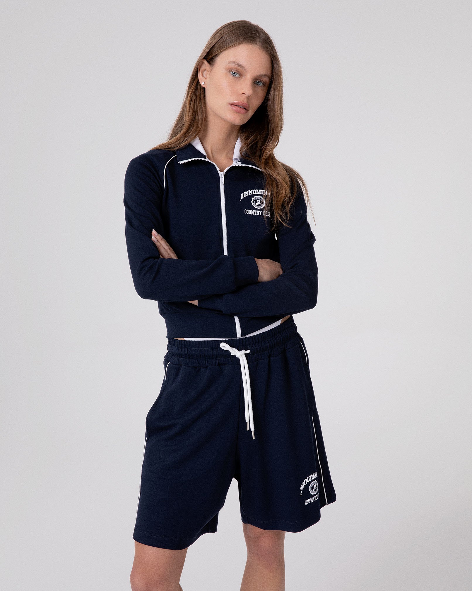 FELPA CORTA FULL ZIP RAGLAN IN VISCOSA CON PIPING E ZIP IN CONTRASTO