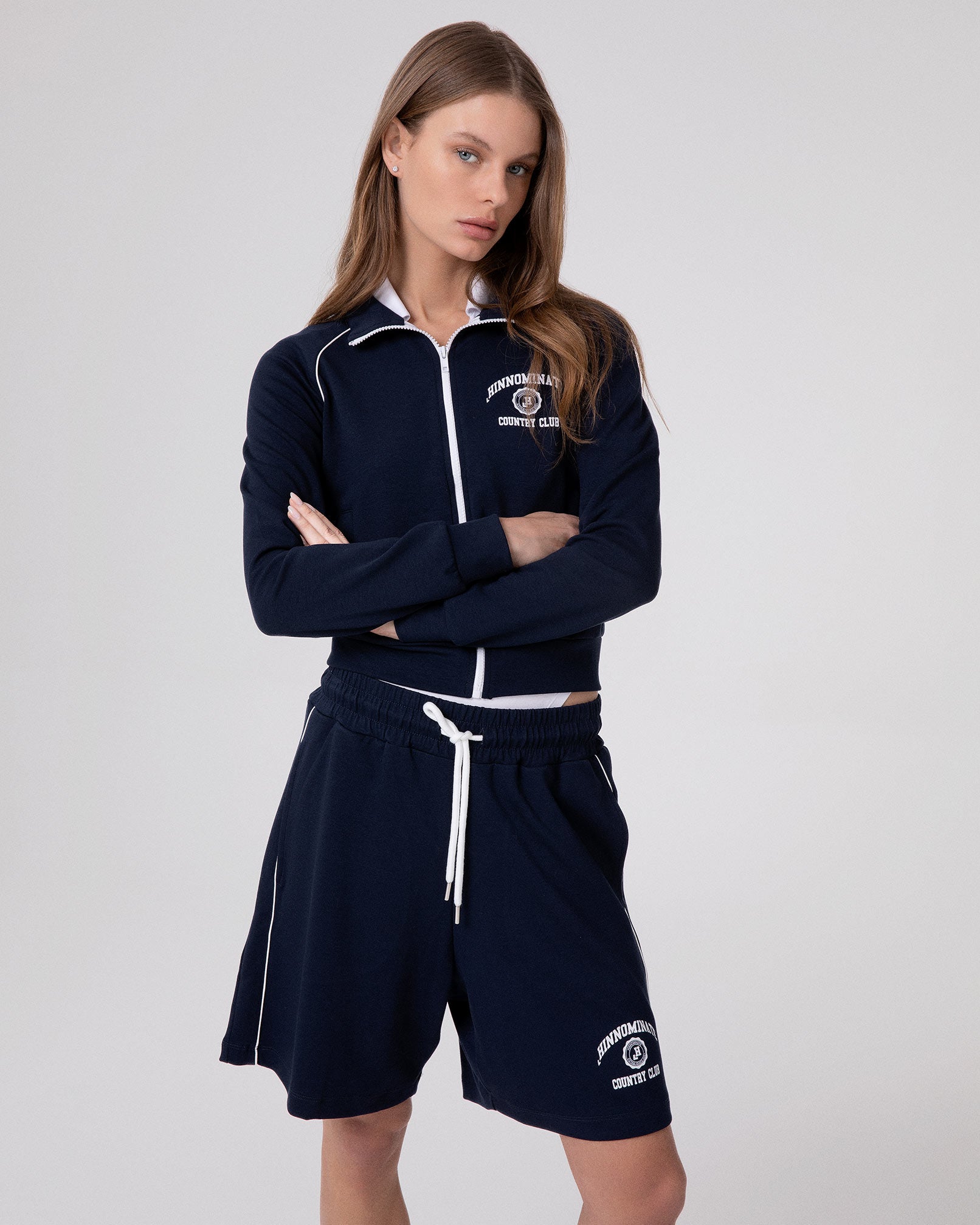 FELPA CORTA FULL ZIP RAGLAN IN VISCOSA CON PIPING E ZIP IN CONTRASTO
