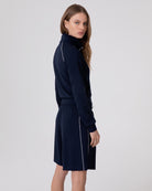 SHORT FULL ZIP RAGLAN SWEATSHIRT IN VISCOSE WITH CONTRAST PIPING AND ZIP