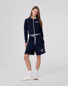 SHORT FULL ZIP RAGLAN SWEATSHIRT IN VISCOSE WITH CONTRAST PIPING AND ZIP