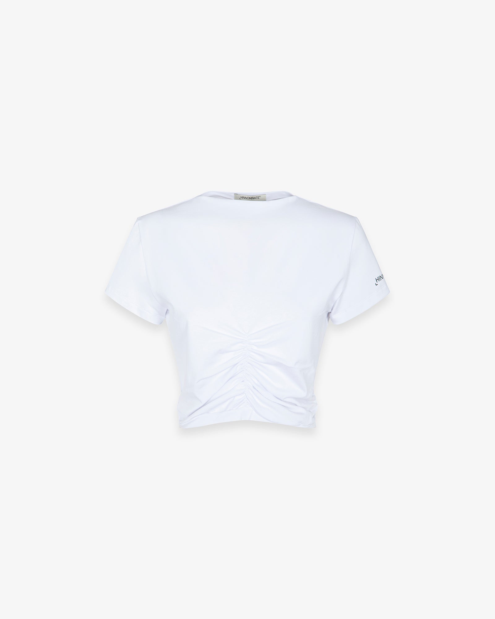 T-SHIRT IN BIELASTICO CON ARRICCIATURE DAVANTI
