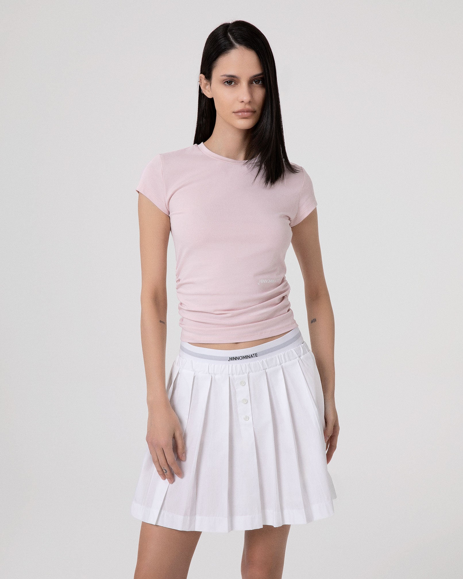 T-SHIRT IN BIELASTICO CON FIANCHI ARRICCIATI