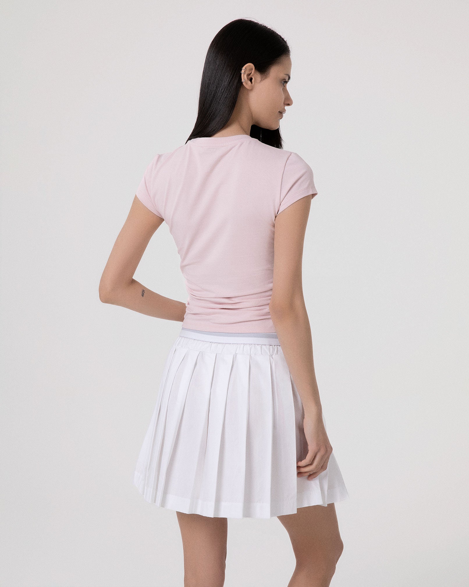 T-SHIRT IN BIELASTICO CON FIANCHI ARRICCIATI