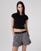 CROP TOP MEZZA MANICA IN COSTINA