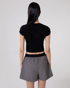 CROP TOP MEZZA MANICA IN COSTINA