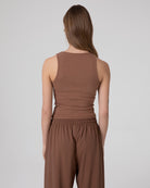 CROP TOP A CANOTTA IN COSTINA CON BOTTONI SUL DAVANTI
