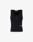 CROP TOP A CANOTTA IN COSTINA CON BOTTONI SUL DAVANTI