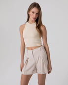 CROP TOP IN COSTINA CON SCOLLO ALL'AMERICANA