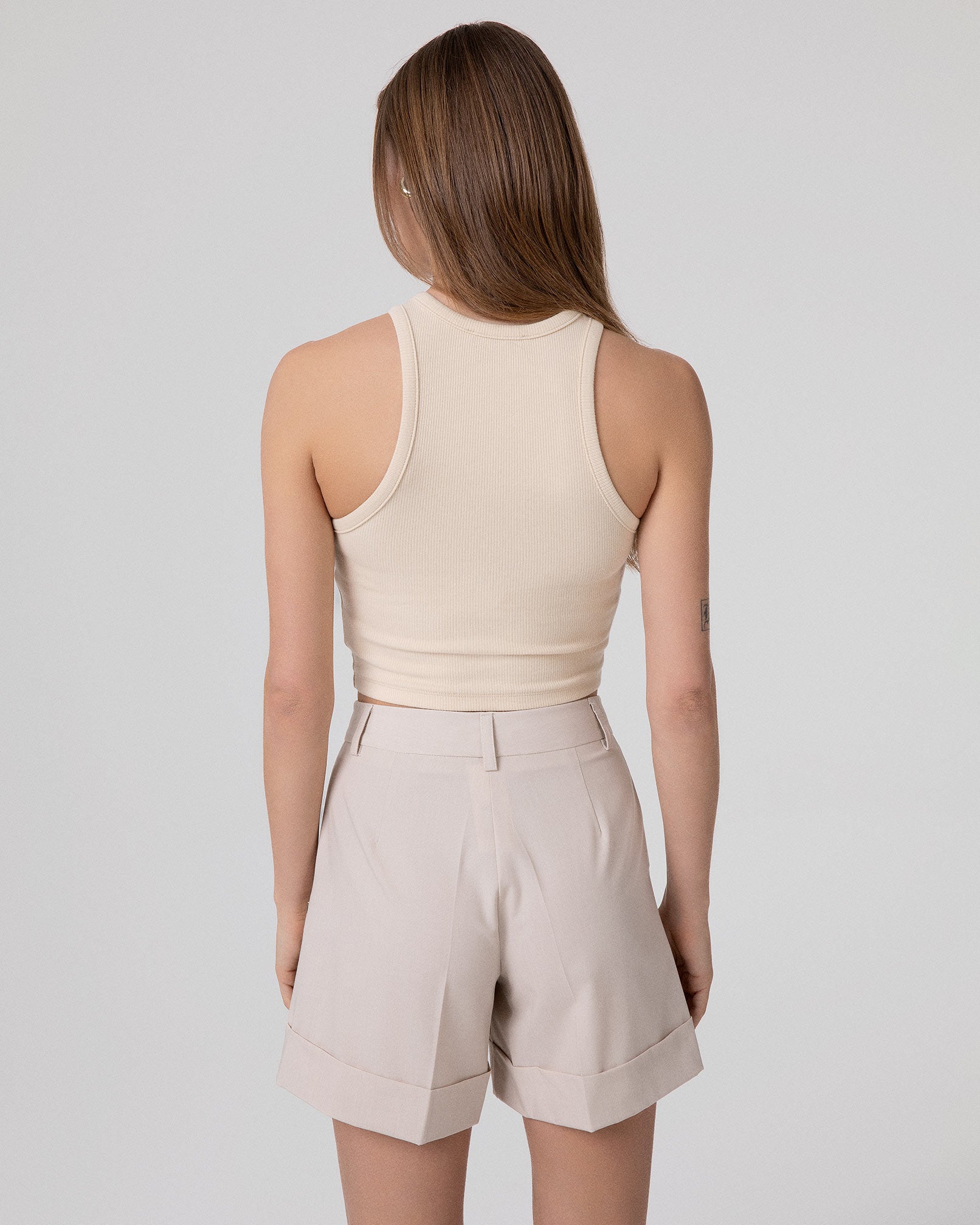 CROP TOP IN COSTINA CON SCOLLO ALL'AMERICANA