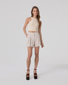 CROP TOP IN COSTINA CON SCOLLO ALL'AMERICANA