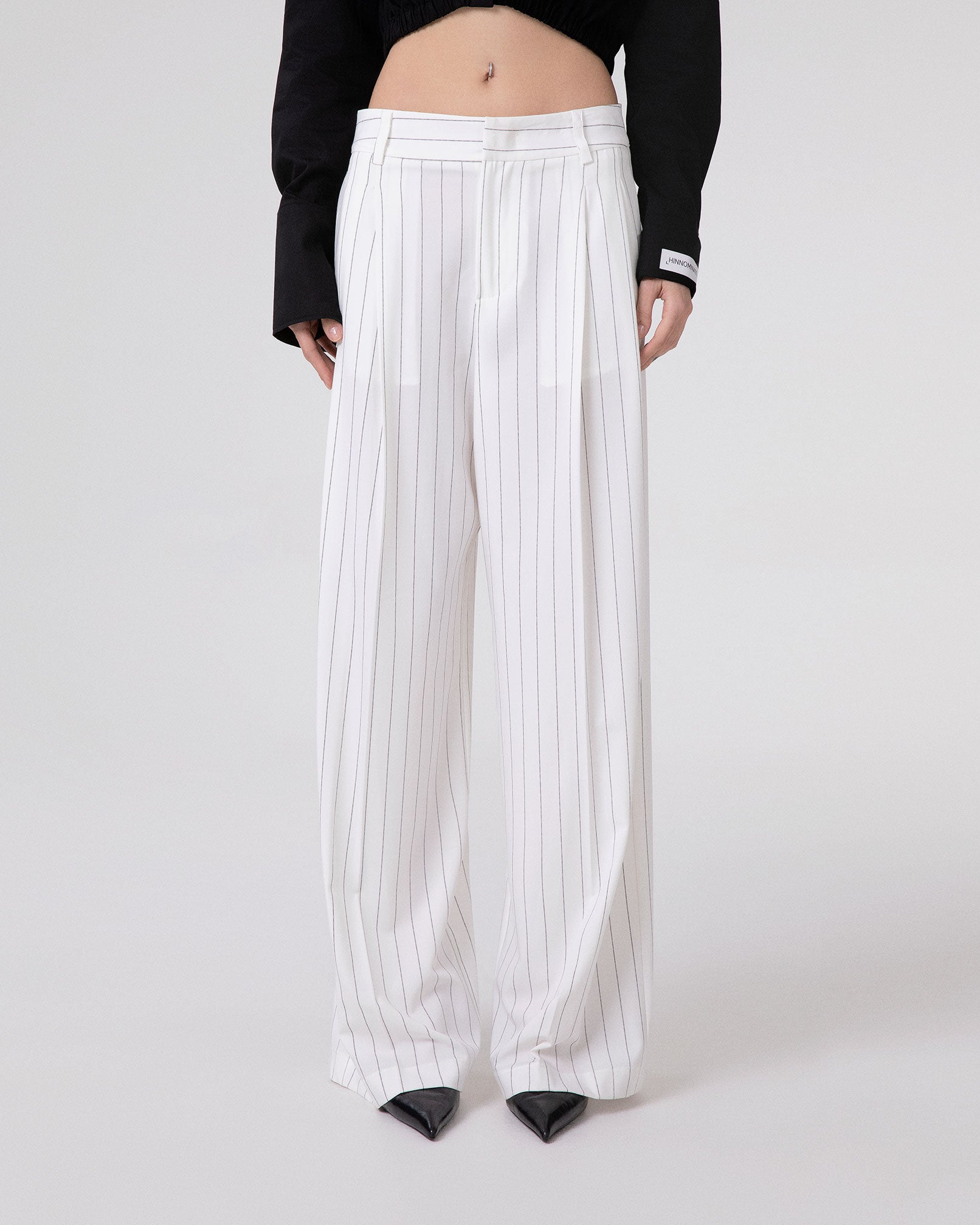 PANTALONE GESSATO OVER CON PENCES