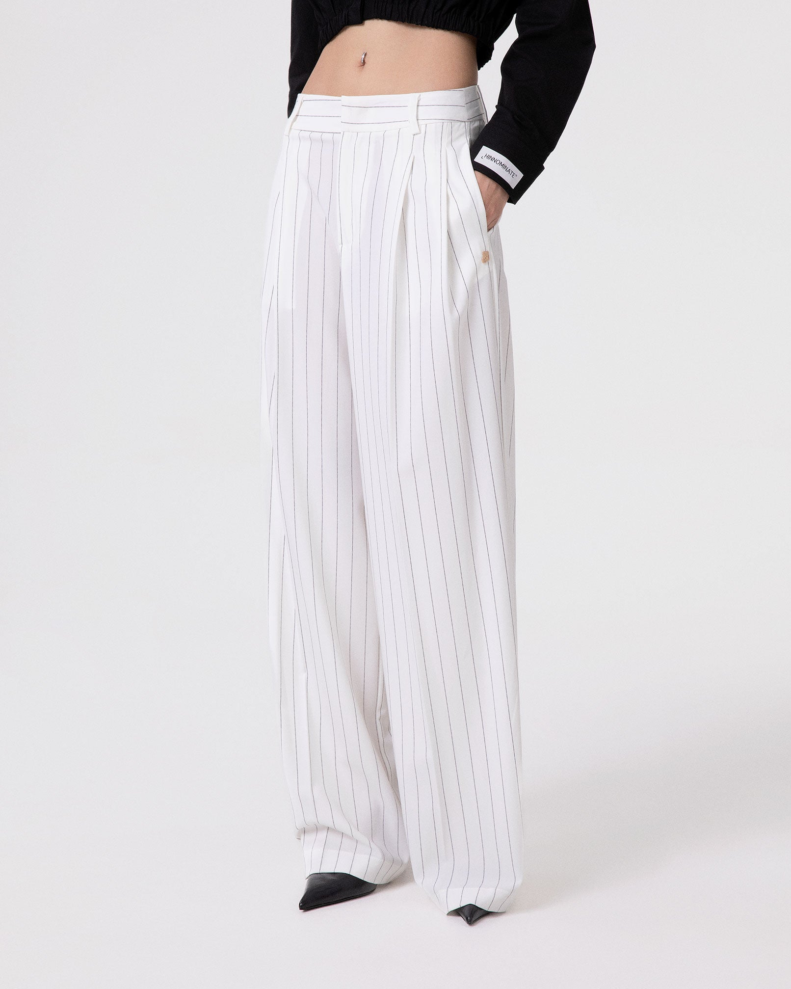 PANTALONE GESSATO OVER CON PENCES