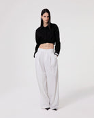 PANTALONE GESSATO OVER CON PENCES