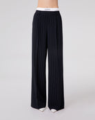 PANTALONE GESSATO MORBIDO CON ELASTICO E BOXER IN VITA