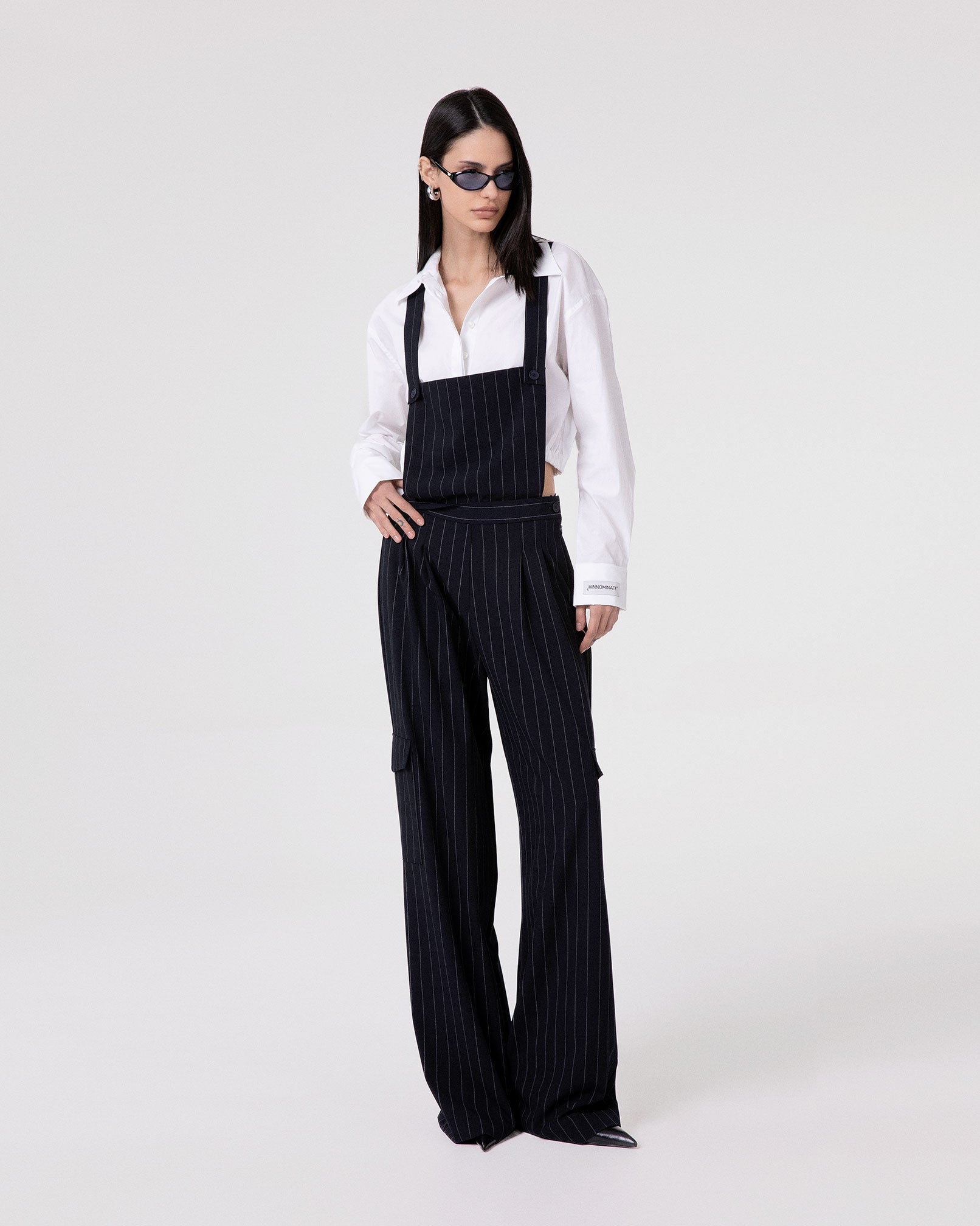 OVER PINSTRIPE OVERALL WITH BIG SIDE POCKETS
