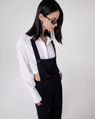 OVER PINSTRIPE OVERALL WITH BIG SIDE POCKETS