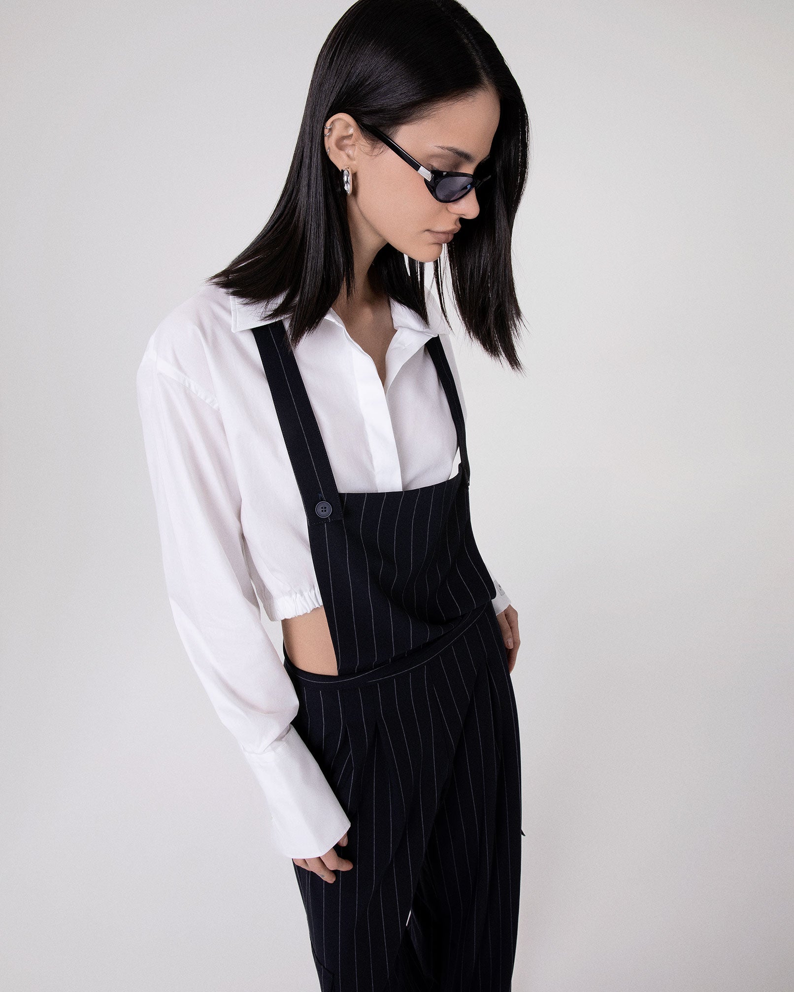 OVER PINSTRIPE OVERALL WITH BIG SIDE POCKETS