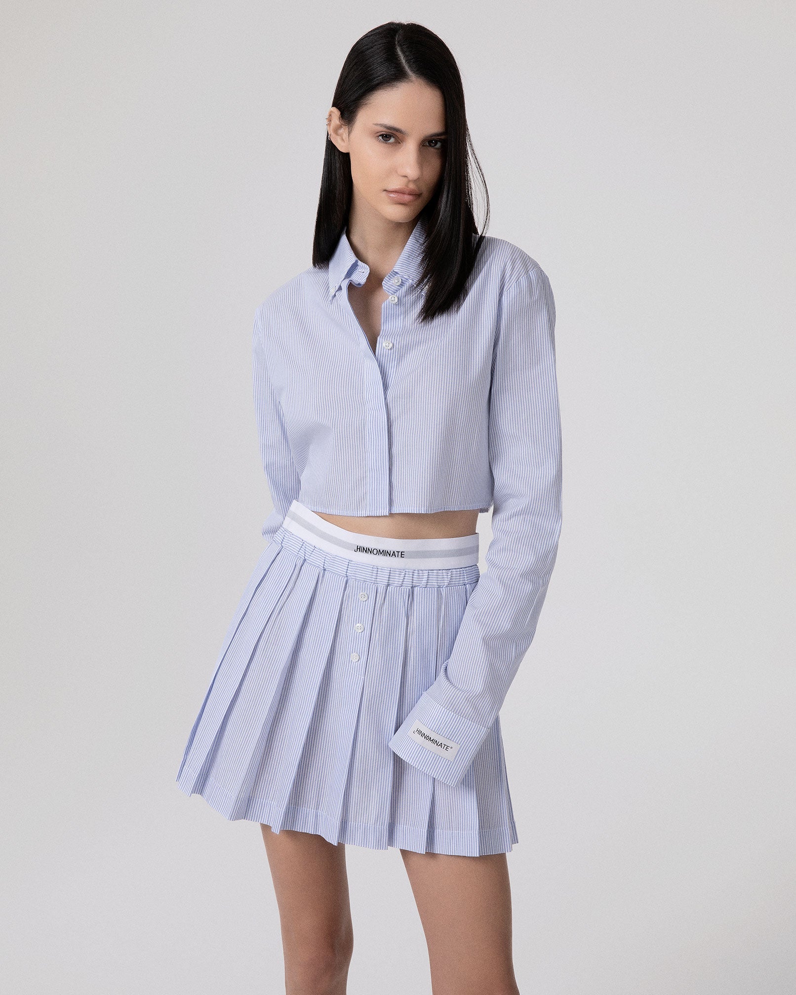 CAMICIA CORTA RIGATA IN COTONE