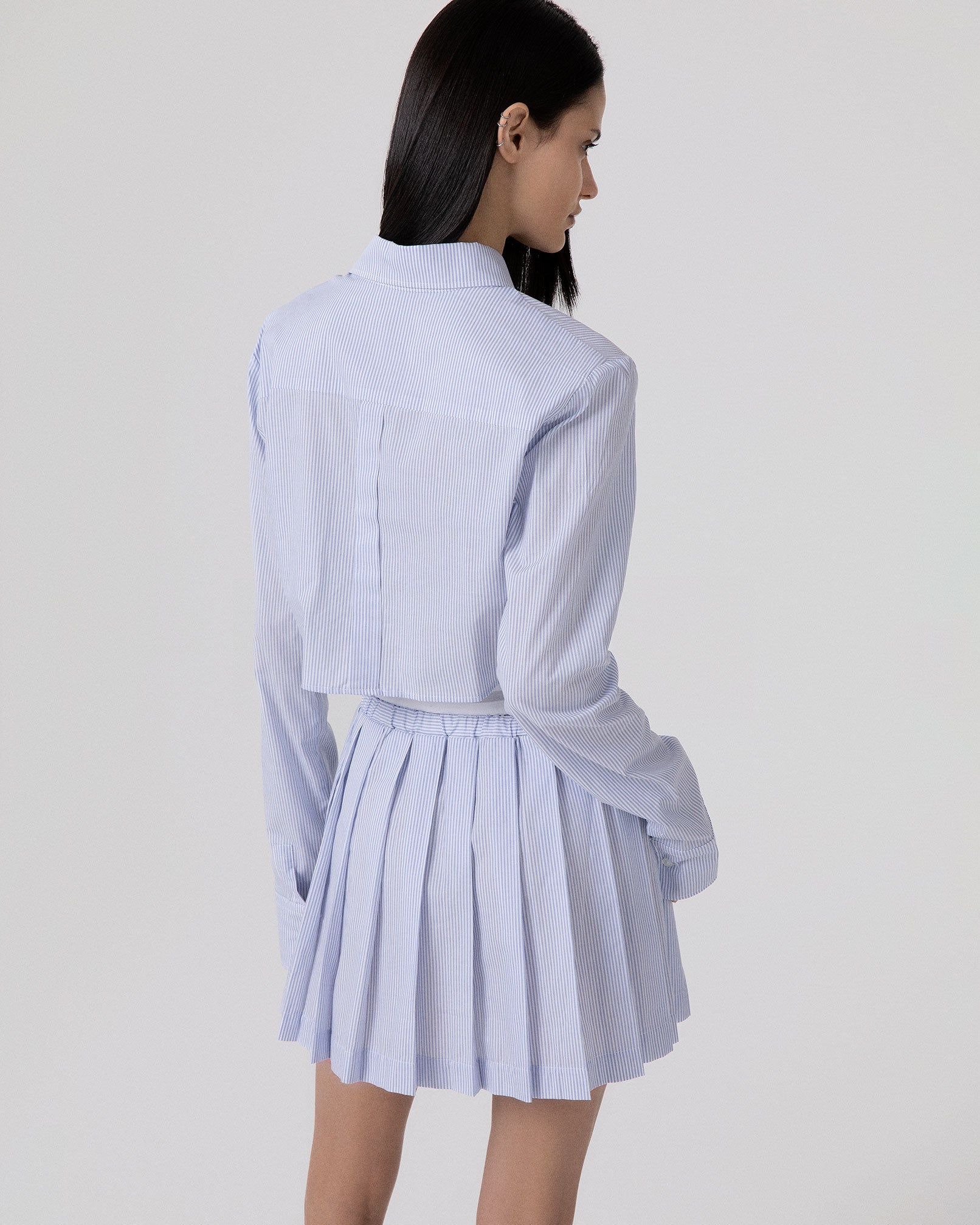 CAMICIA CORTA RIGATA IN COTONE