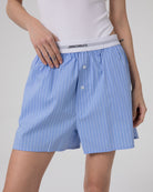 BERMUDA IN COTONE RIGATO CONE LASTICO IN VITA LOGATO