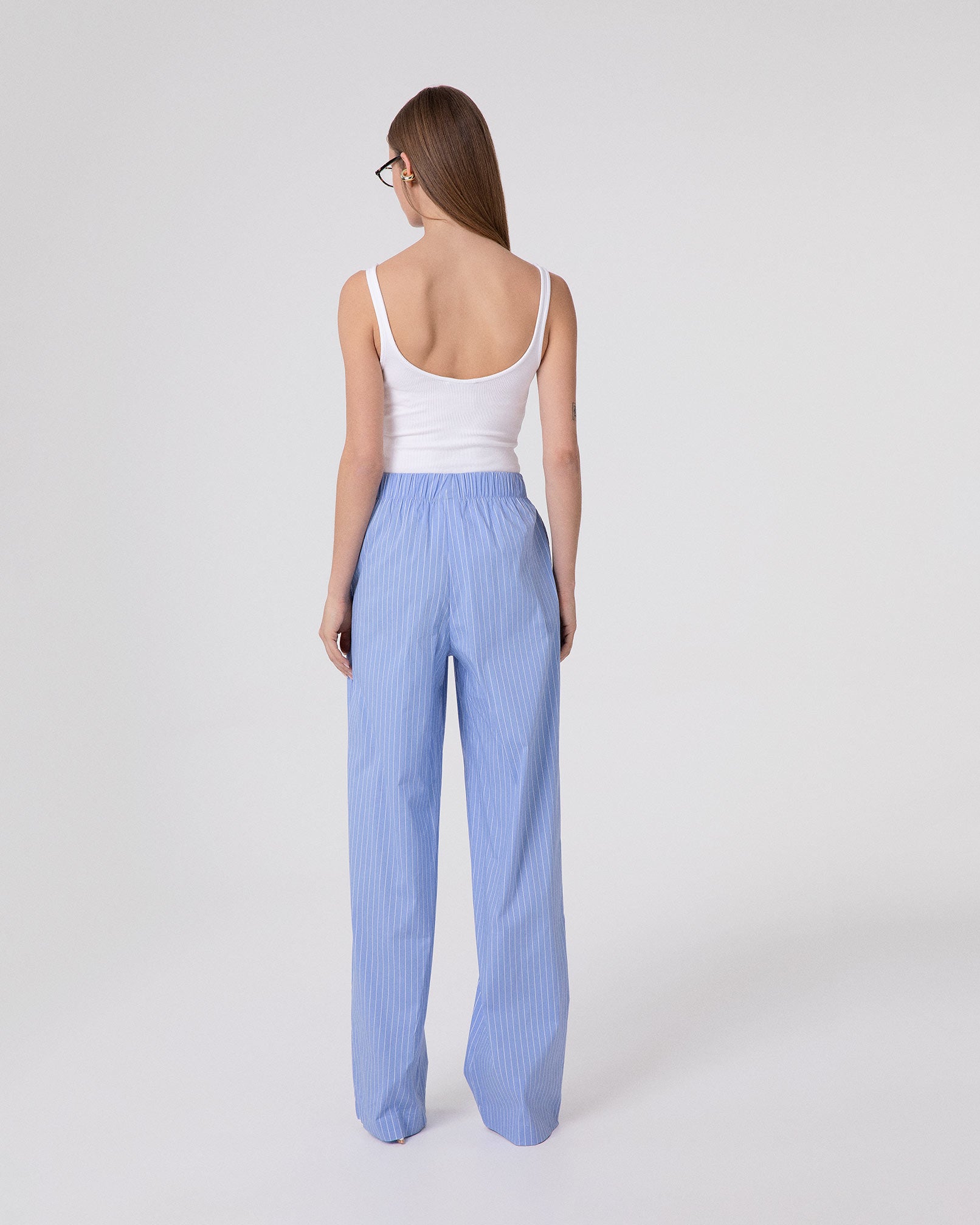 PANTALONE DRITTO RIGATO IN COTONE
